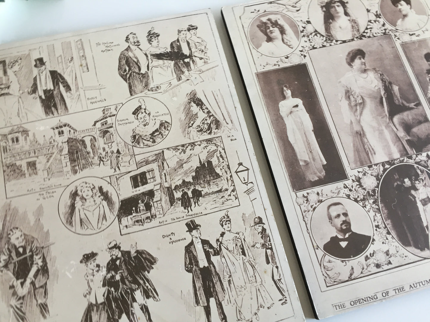 Vintage Mounted Prints of Victorian | Edwardian Theatre Themed Photo Collage | Drawings