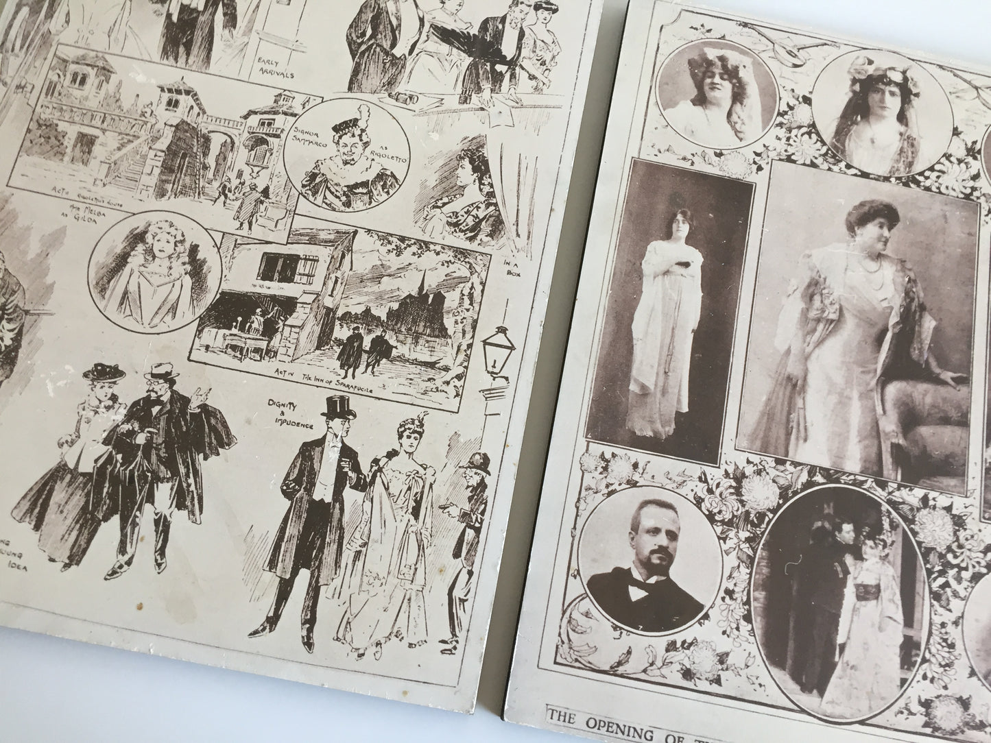 Vintage Mounted Prints of Victorian | Edwardian Theatre Themed Photo Collage | Drawings