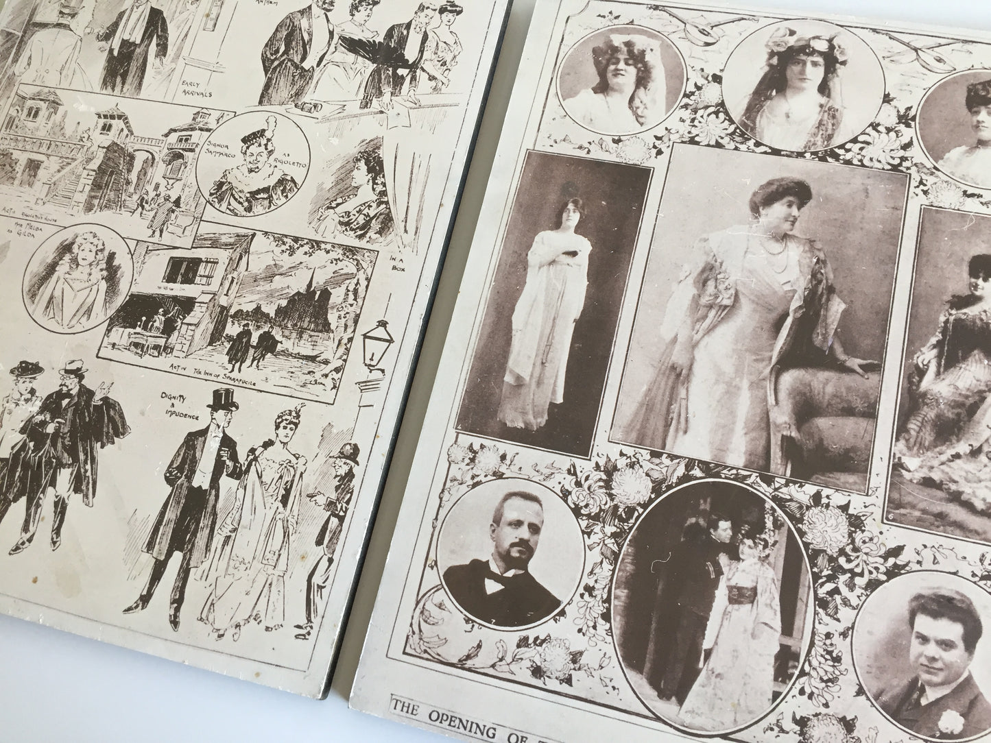 Vintage Mounted Prints of Victorian | Edwardian Theatre Themed Photo Collage | Drawings