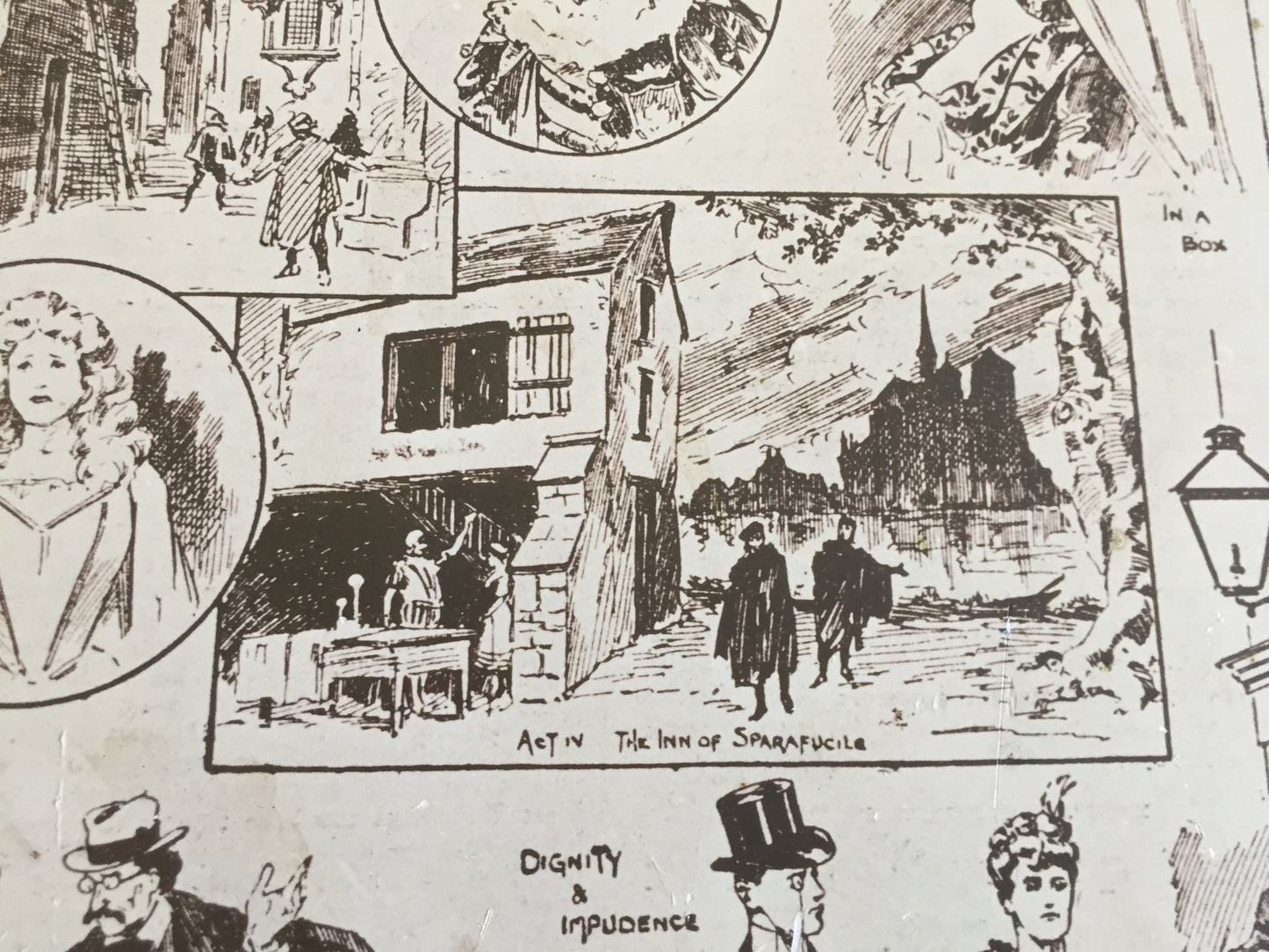 Vintage Mounted Prints of Victorian | Edwardian Theatre Themed Photo Collage | Drawings