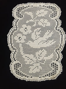 Mary Card Designed "Wild Rose & Pigeon" Chair Cover Set (1933) A Pair of Collectible Vintage Crochet Lace Arm Cover Doilies