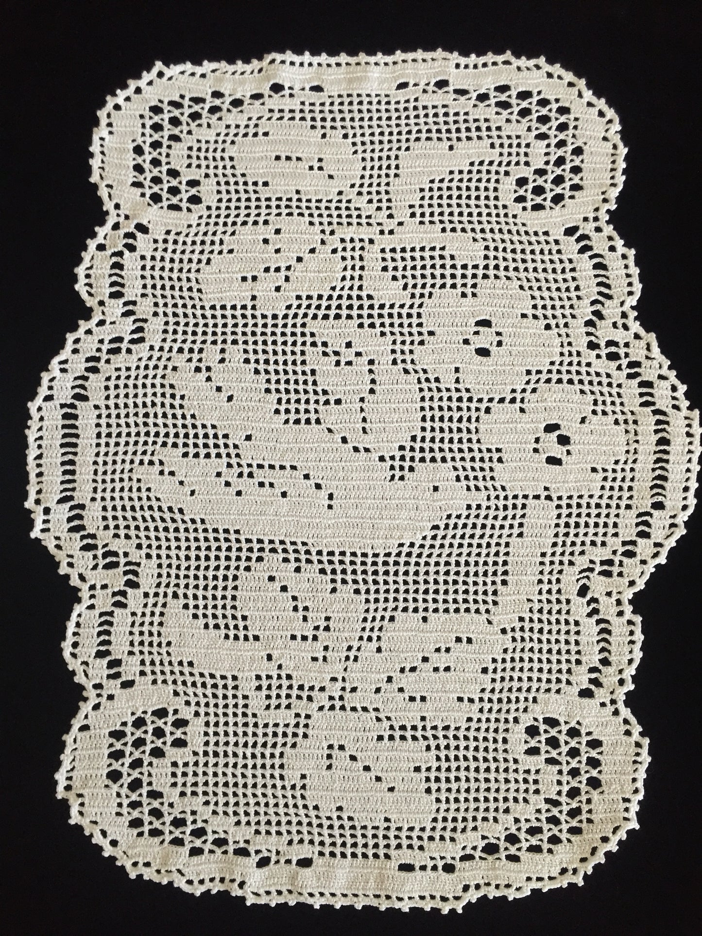 Mary Card Designed "Wild Rose & Pigeon" Chair Cover Set (1933) A Pair of Collectible Vintage Crochet Lace Arm Cover Doilies
