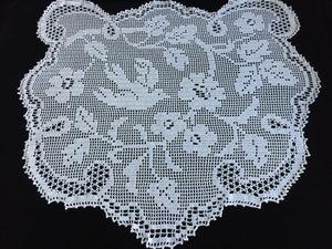 Mary Card Designed "Wild Rose & Pigeon" Chair Cover Doily (1933) Collectible Vintage Crochet Lace