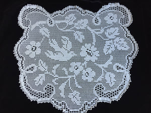 Mary Card Designed "Wild Rose & Pigeon" Chair Cover Doily (1933) Collectible Vintage Crochet Lace