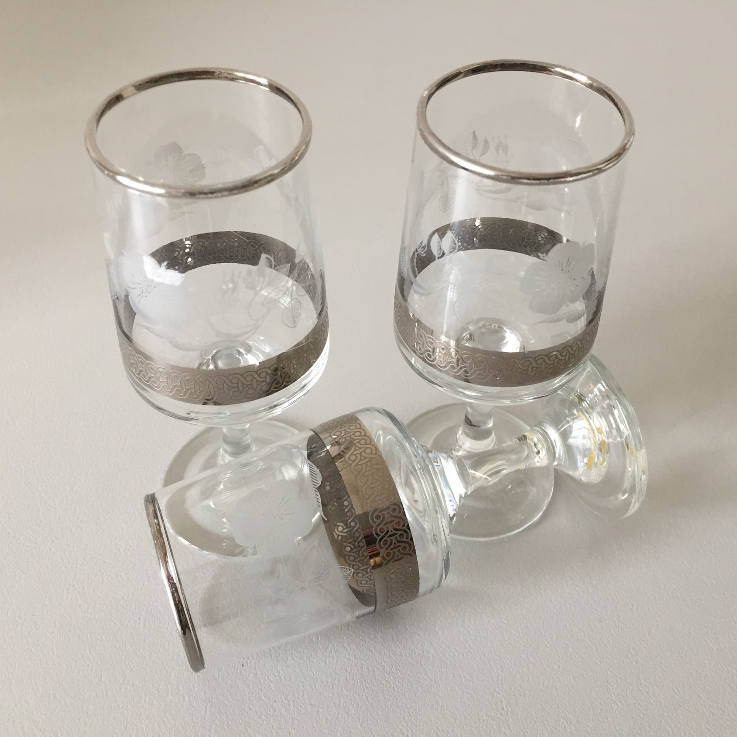 VINTAGE DEMA SILVER Rose Wine / Port /Sherry Glasses Set of 3