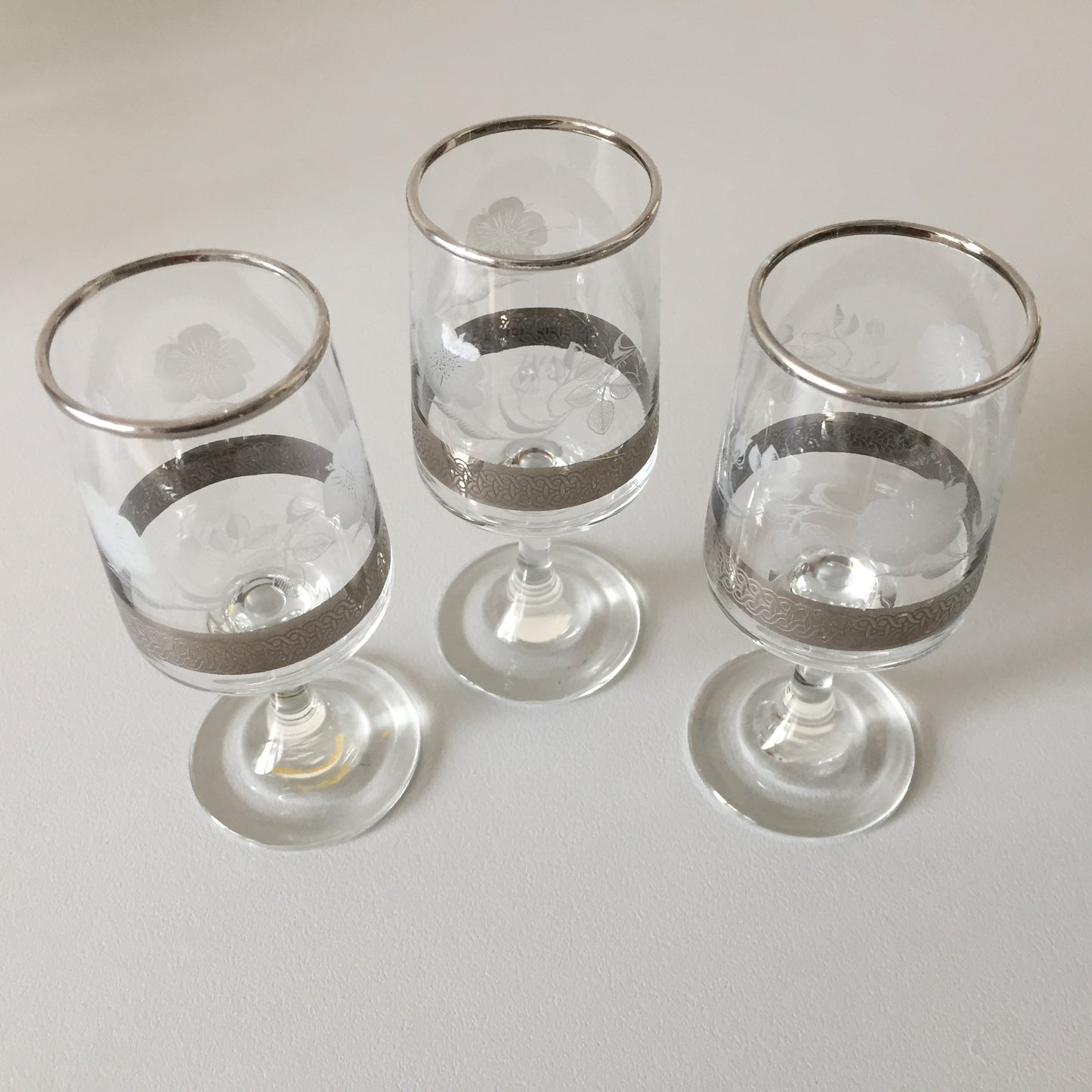 VINTAGE DEMA SILVER Rose Wine / Port /Sherry Glasses Set of 3