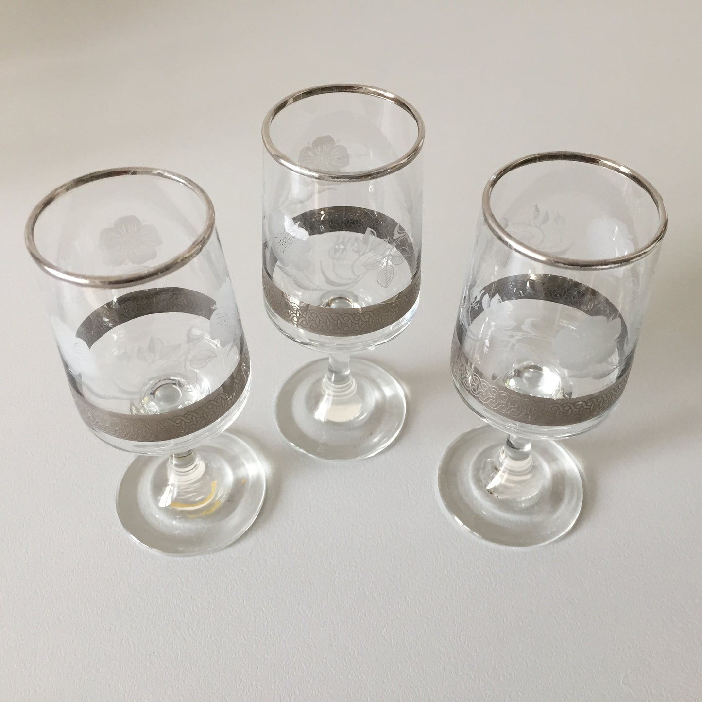 VINTAGE DEMA SILVER Rose Wine / Port /Sherry Glasses Set of 3