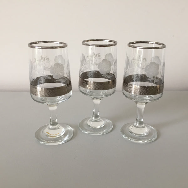 VINTAGE DEMA SILVER Rose Wine / Port /Sherry Glasses Set of 3