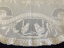 Load image into Gallery viewer, Mary Card Designed &quot;Wren and Mimosa&quot; (1917) Large Collectible Vintage Crochet Lace Sham Pillow Case or Tray Cloth