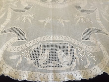 Load image into Gallery viewer, Mary Card Designed &quot;Wren and Mimosa&quot; (1917) Large Collectible Vintage Crochet Lace Sham Pillow Case or Tray Cloth