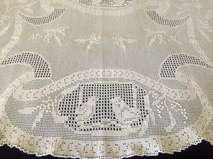 Mary Card Designed "Wren and Mimosa" (1917) Large Collectible Vintage Crochet Lace Sham Pillow Case or Tray Cloth