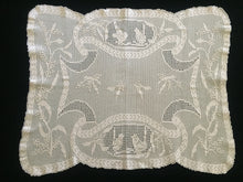 Load image into Gallery viewer, Mary Card Designed &quot;Wren and Mimosa&quot; (1917) Large Collectible Vintage Crochet Lace Sham Pillow Case or Tray Cloth