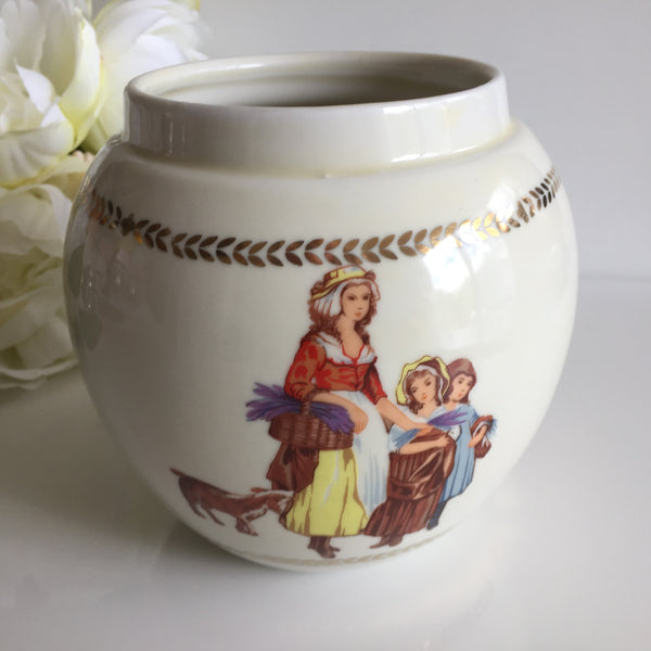 Vintage Yardley of London Pottery Jar | Lavender Seller Motif
