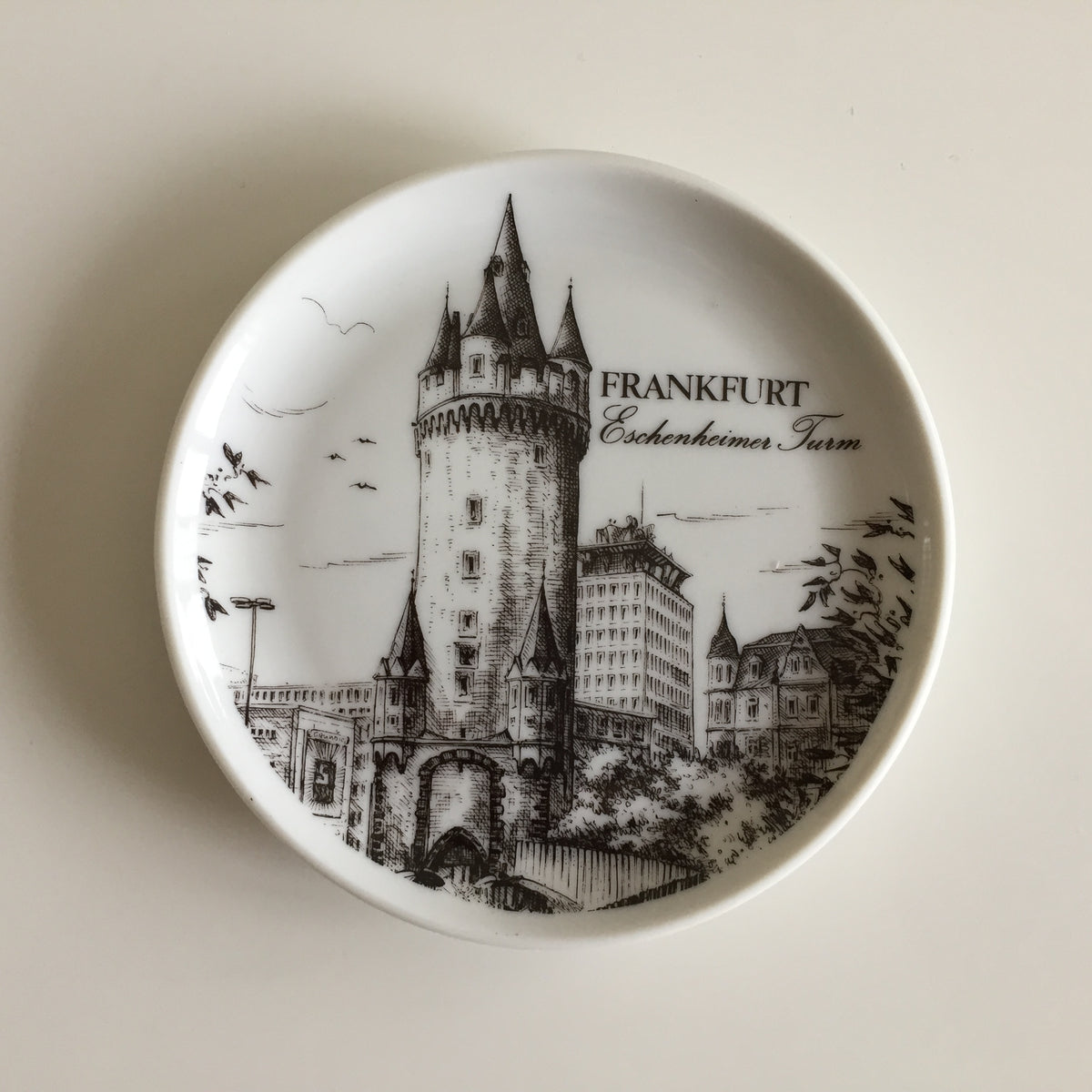 Bavarian Vintage Porcelain Ring Dish Black & White | Drink Coaster