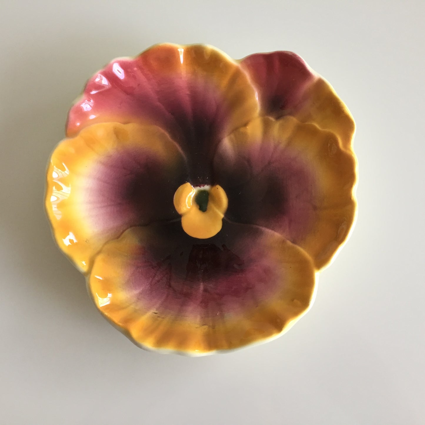 Pansy Shaped Moulded Ceramic Serving Dish Czechoslovakia Made Vintage