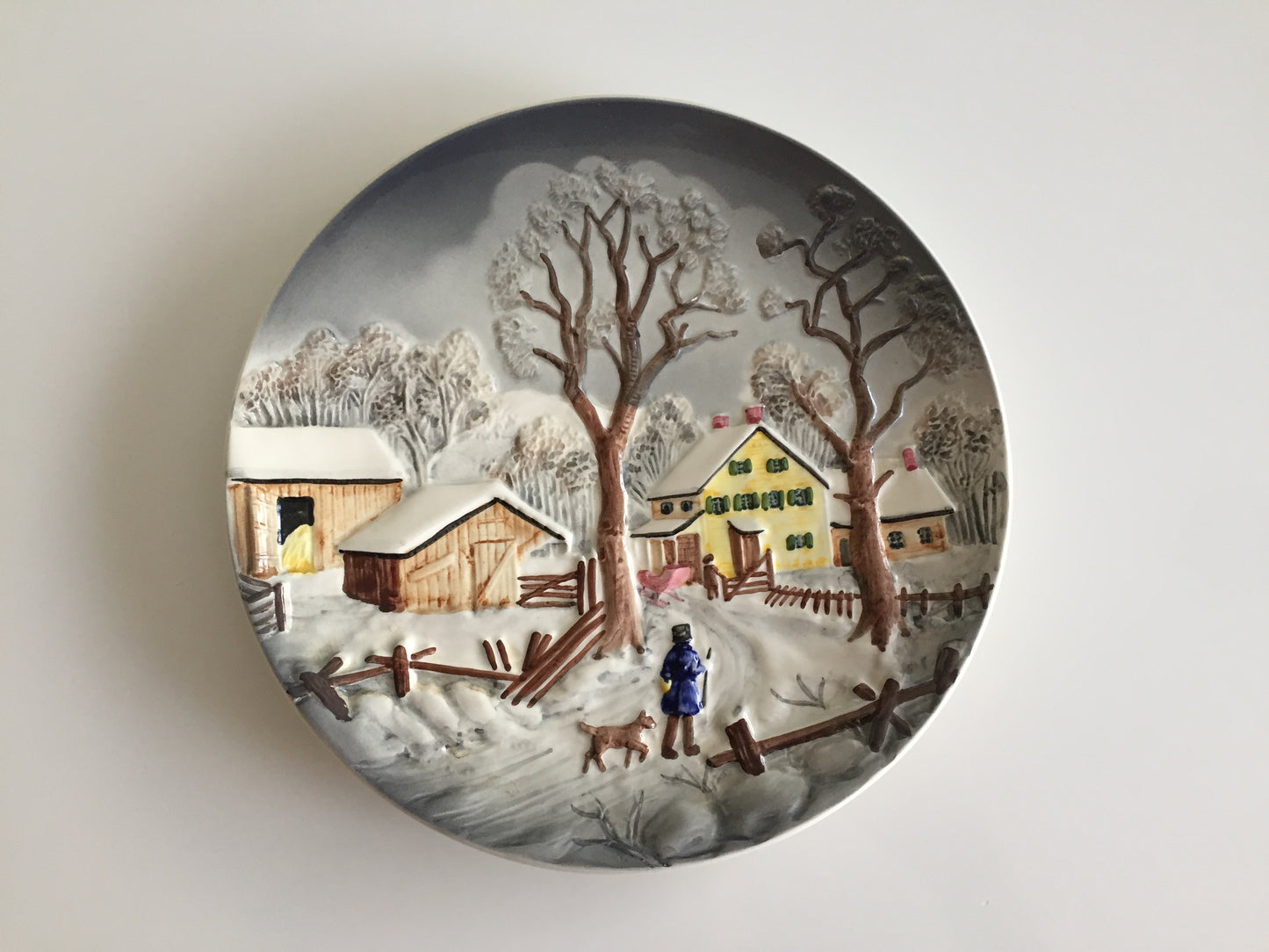 Decorative Wall Plate Winter Scene Made in Western Germany