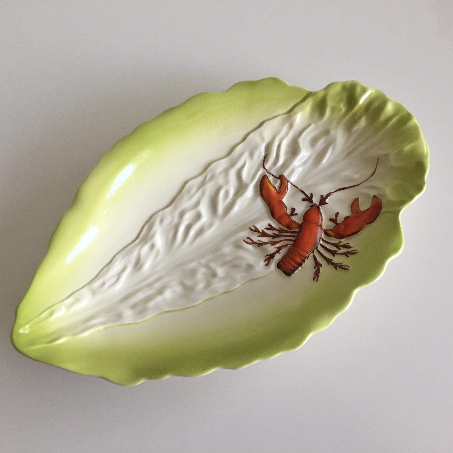 Carlton Ware Lobster & Lettuce Leaf 1950s English Vintage Serving Dish