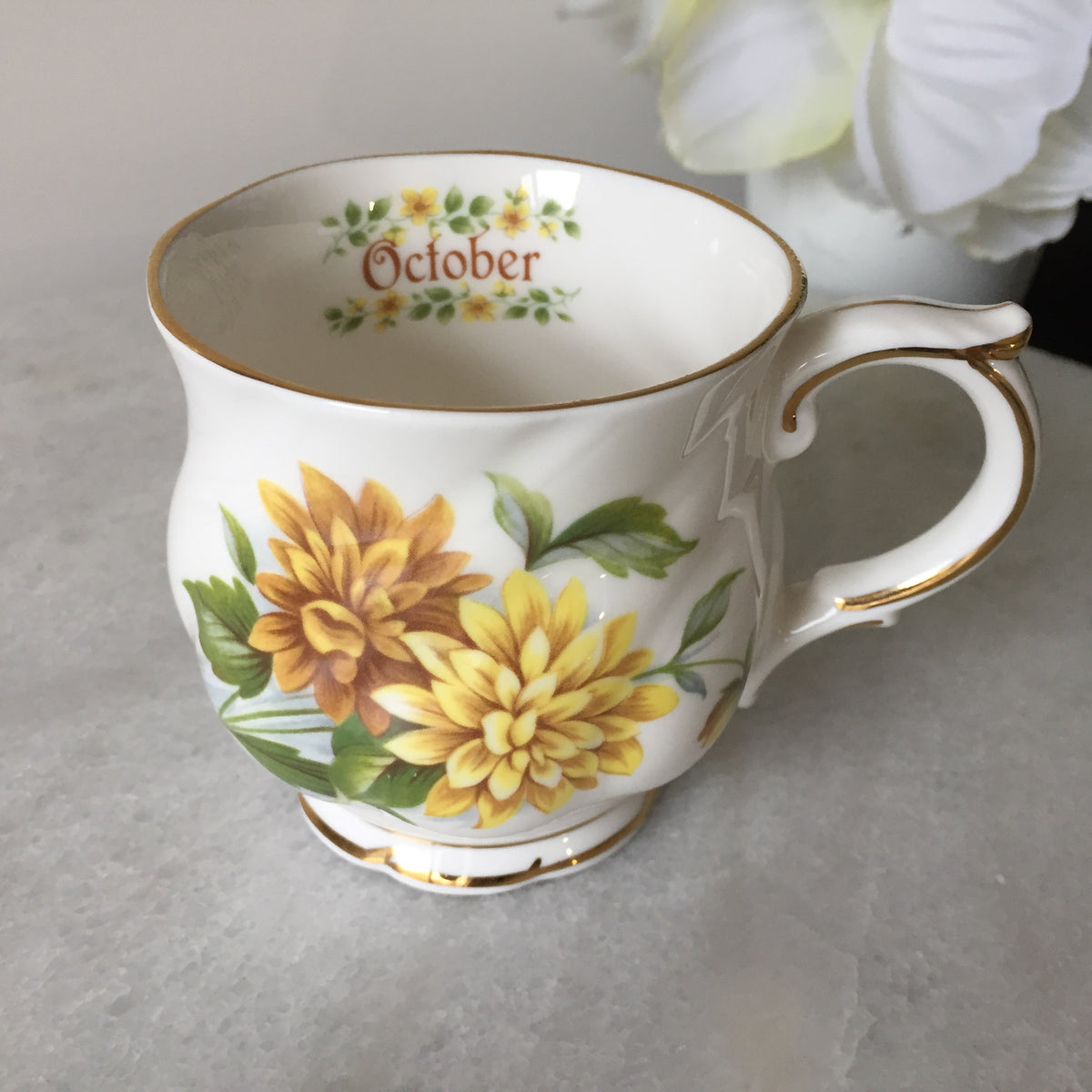 Polly Anna 'October' Bone China Solo Teacup| Coffee Mug | Mid-Century Vintage