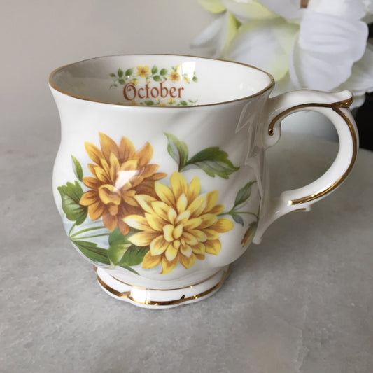Polly Anna 'October' Bone China Solo Teacup| Coffee Mug | Mid-Century Vintage