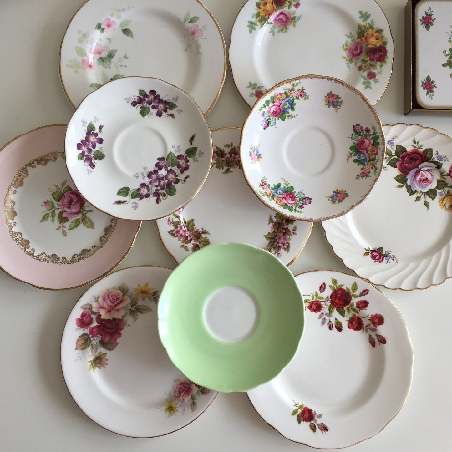 Vintage English Porcelain Saucers, Dessert Plates Tea / Dinner Set Replacements