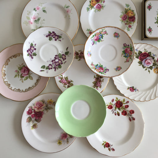 Vintage English Porcelain Saucers, Dessert Plates Tea / Dinner Set Replacements
