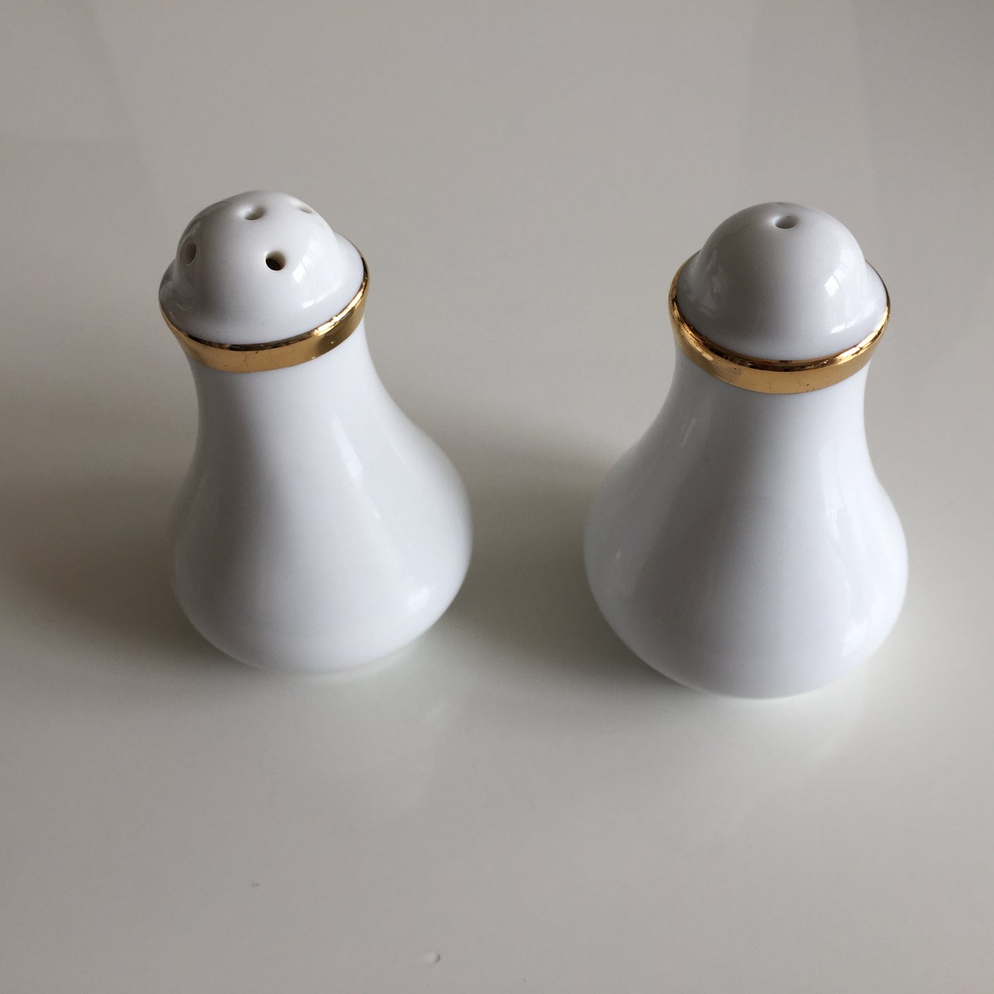 Vintage Salt and Pepper Shakers Minimalist White and Gold Design