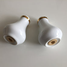 Load image into Gallery viewer, Vintage Salt and Pepper Shakers Minimalist White and Gold Design