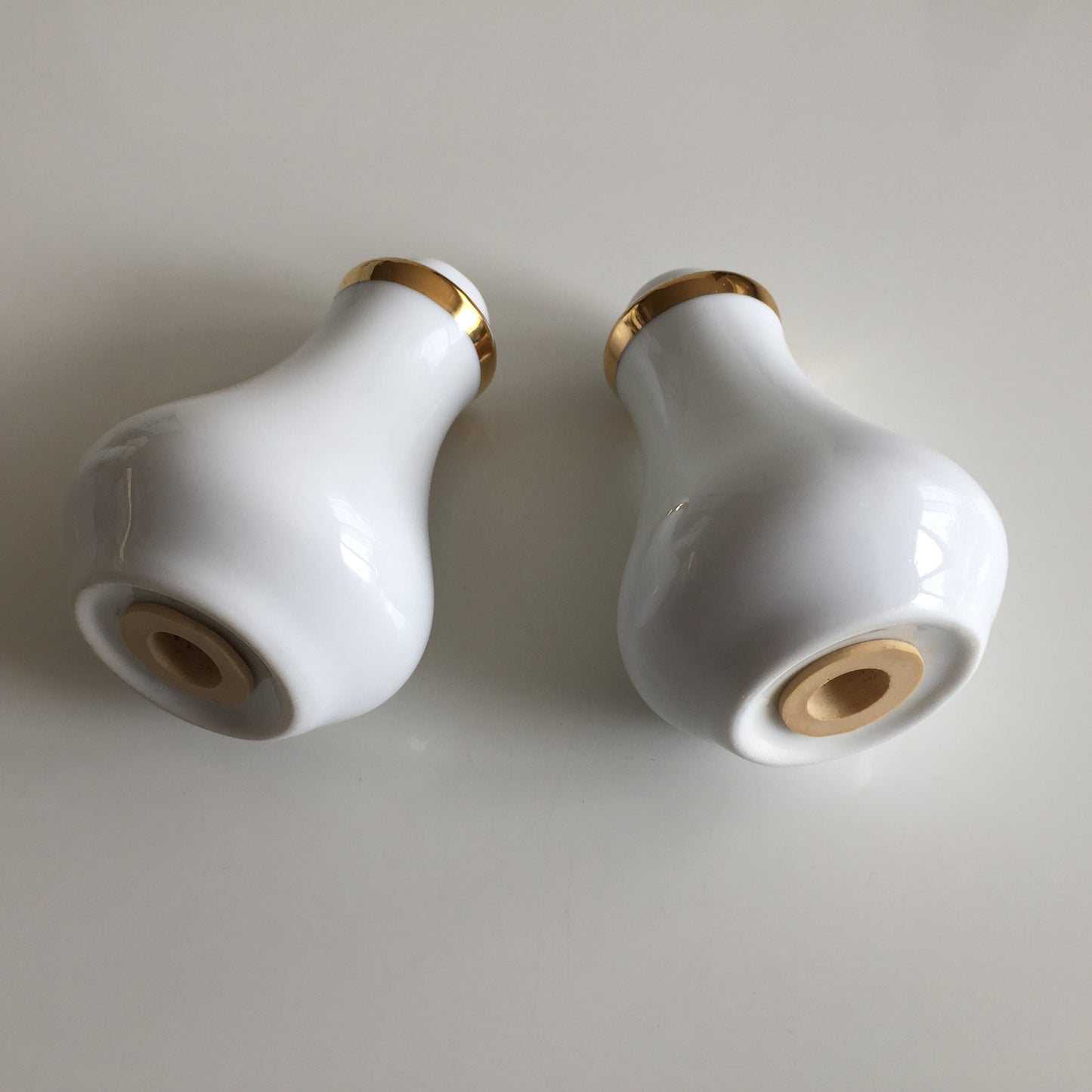 Vintage Salt and Pepper Shakers Minimalist White and Gold Design