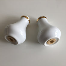 Load image into Gallery viewer, Vintage Salt and Pepper Shakers Minimalist White and Gold Design