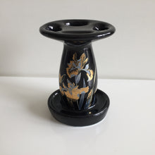 Load image into Gallery viewer, Japanese Vintage Toothbrush Stand Iris Black Onyx Takakashi Gold Trim