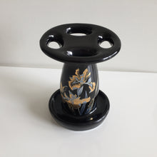 Load image into Gallery viewer, Japanese Vintage Toothbrush Stand Iris Black Onyx Takakashi Gold Trim