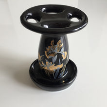 Load image into Gallery viewer, Japanese Vintage Toothbrush Stand Iris Black Onyx Takakashi Gold Trim