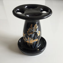 Load image into Gallery viewer, Japanese Vintage Toothbrush Stand Iris Black Onyx Takakashi Gold Trim