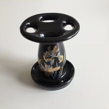 Load image into Gallery viewer, Japanese Vintage Toothbrush Stand Iris Black Onyx Takakashi Gold Trim