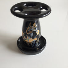 Load image into Gallery viewer, Japanese Vintage Toothbrush Stand Iris Black Onyx Takakashi Gold Trim