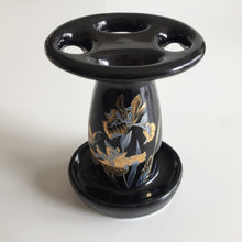 Load image into Gallery viewer, Japanese Vintage Toothbrush Stand Iris Black Onyx Takakashi Gold Trim