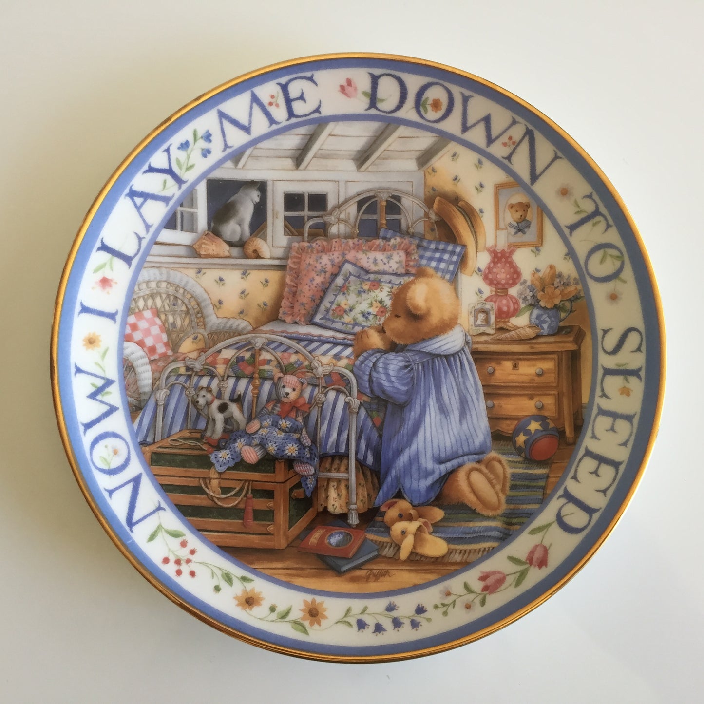 Vintage Royal Doulton Teddy Bear Plate by Linda Hill Griffith - 1990s Gold Trim, Limited Edition