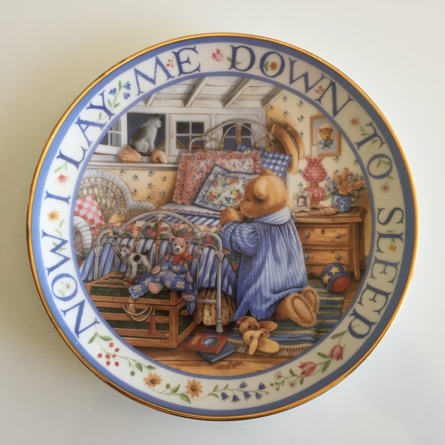 Vintage Royal Doulton Teddy Bear Plate by Linda Hill Griffith - 1990s Gold Trim, Limited Edition