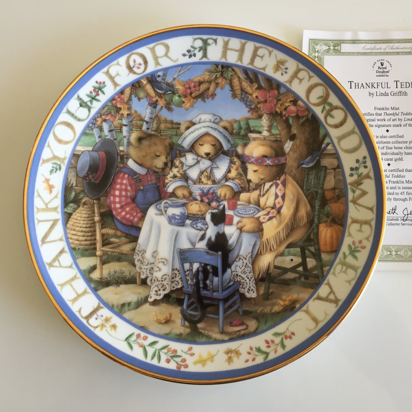 Vintage Royal Doulton Teddy Bear Plate by Linda Hill Griffith - 1990s Gold Trim, Limited Edition