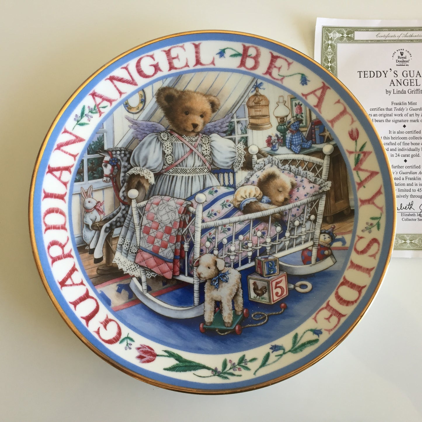 Vintage Royal Doulton Teddy Bear Plate by Linda Hill Griffith - 1990s Gold Trim, Limited Edition