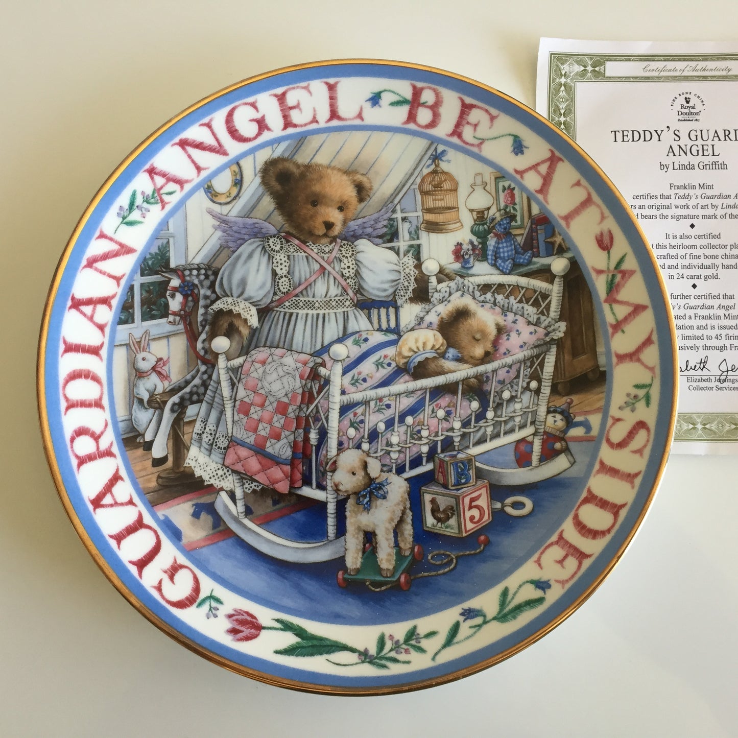Vintage Royal Doulton Teddy Bear Plate by Linda Hill Griffith - 1990s Gold Trim, Limited Edition