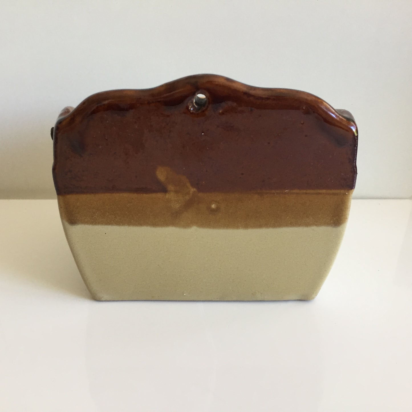 Vintage Ceramic Earthenware Salt Pig with Wooden Lid