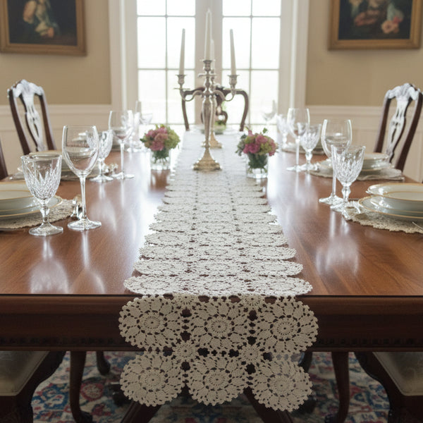 Large Crocheted Lace Table Runner