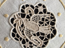 Load image into Gallery viewer, Vintage Madeira Embroidered Doily with Point de Venise Lace Insert