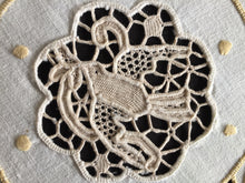 Load image into Gallery viewer, Vintage Madeira Embroidered Doily with Point de Venise Lace Insert