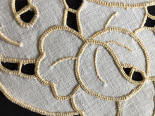 Load image into Gallery viewer, Vintage Madeira Embroidered Doily with Point de Venise Lace Insert