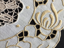 Load image into Gallery viewer, Vintage Madeira Embroidered Doily with Point de Venise Lace Insert