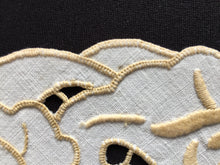 Load image into Gallery viewer, Vintage Madeira Embroidered Doily with Point de Venise Lace Insert