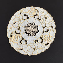 Load image into Gallery viewer, Vintage Madeira Embroidered Doily with Point de Venise Lace Insert