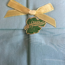 Load image into Gallery viewer, Unused Vintage Machine Embroidered Green Cotton Floral Supper Cloth with 4 Napkins